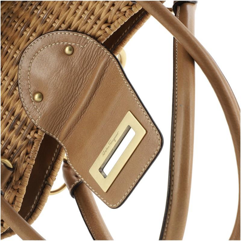 Salvatore Ferragamo Marisa Satchel Crochet with Wicker Large In Good Condition In NY, NY