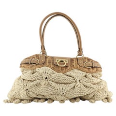 Salvatore Ferragamo Marisa Satchel Crochet with Wicker Large