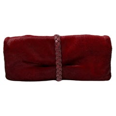 Salvatore Ferragamo Maroon Horse Hair Vintage Clutch
