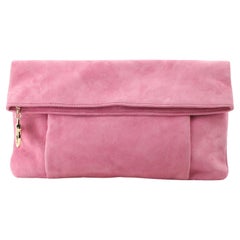 Salvatore Ferragamo Masa Fold Over Clutch Suede Large