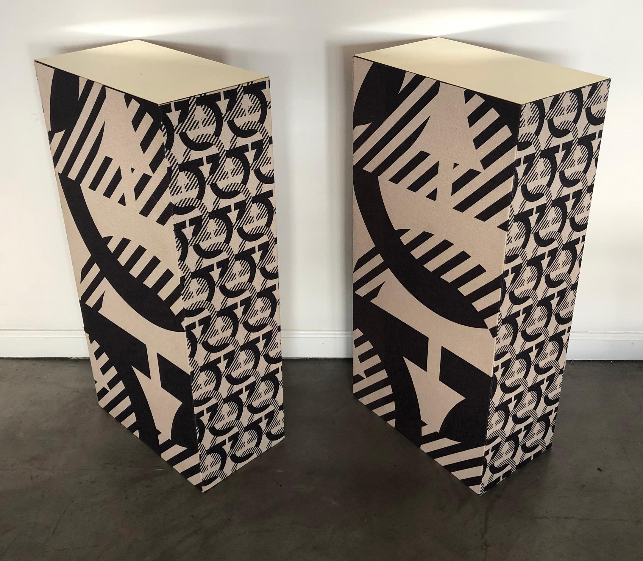 Contemporary Salvatore Ferragamo Medium Brass and Fabric Upholstered Display Pedestals