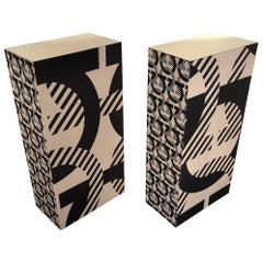Salvatore Ferragamo Medium Brass and Fabric Upholstered Display Pedestals