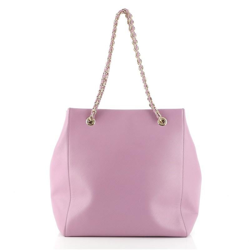 Purple Salvatore Ferragamo Melike Tote Saffiano Leather North South
