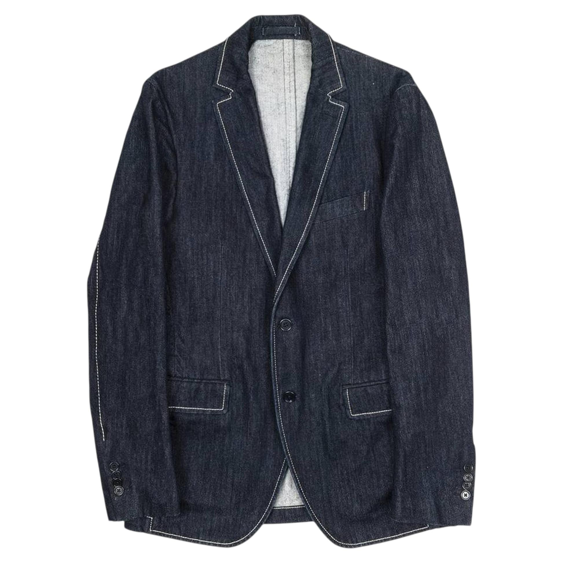 Salvatore Ferragamo Men's Blue Denim Jacket IT48 M Classic Cut Cotton For Sale