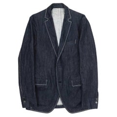 Salvatore Ferragamo Men's Blue Denim Jacket IT48 M Classic Cut Cotton