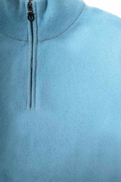 Salvatore Ferragamo Men's XL Cashmere Zip Pullover Sweater, Deep Blue