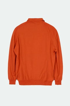 Salvatore Ferragamo Men's Orange Wool Sweater XXL with 1/4-Zip, Italy