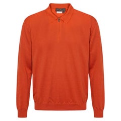 Maglione da uomo in lana arancione Salvatore Ferragamo, taglia XXL, con zip a 1/4, Italia