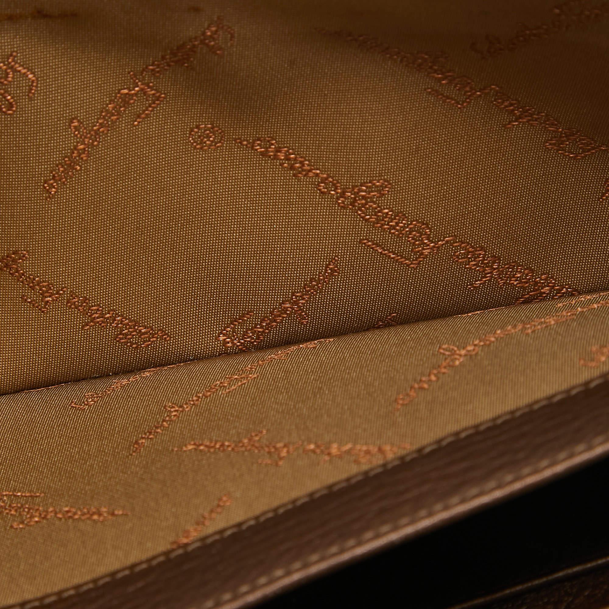 Salvatore Ferragamo Metallic Brown Leather Gancini Clasp Continental Wallet For Sale 2