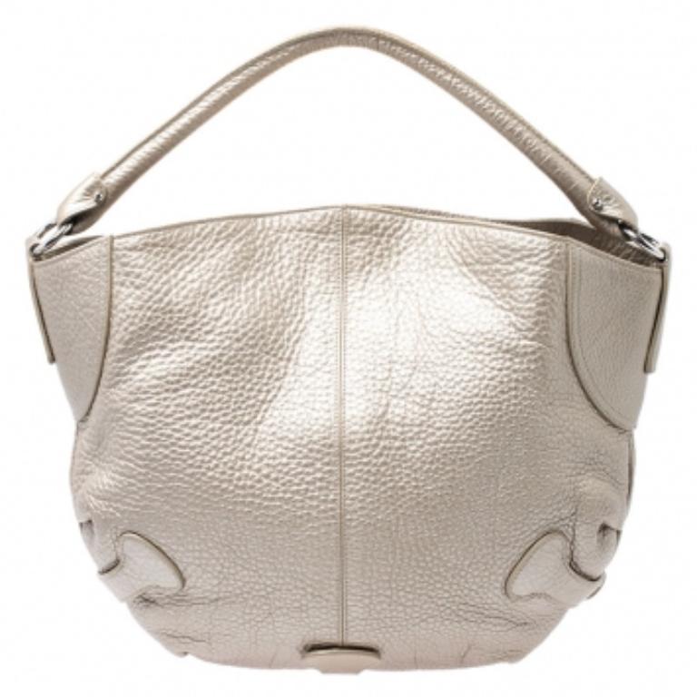 Salvatore Ferragamo Metallic Gold Leather Hobo en venta 1