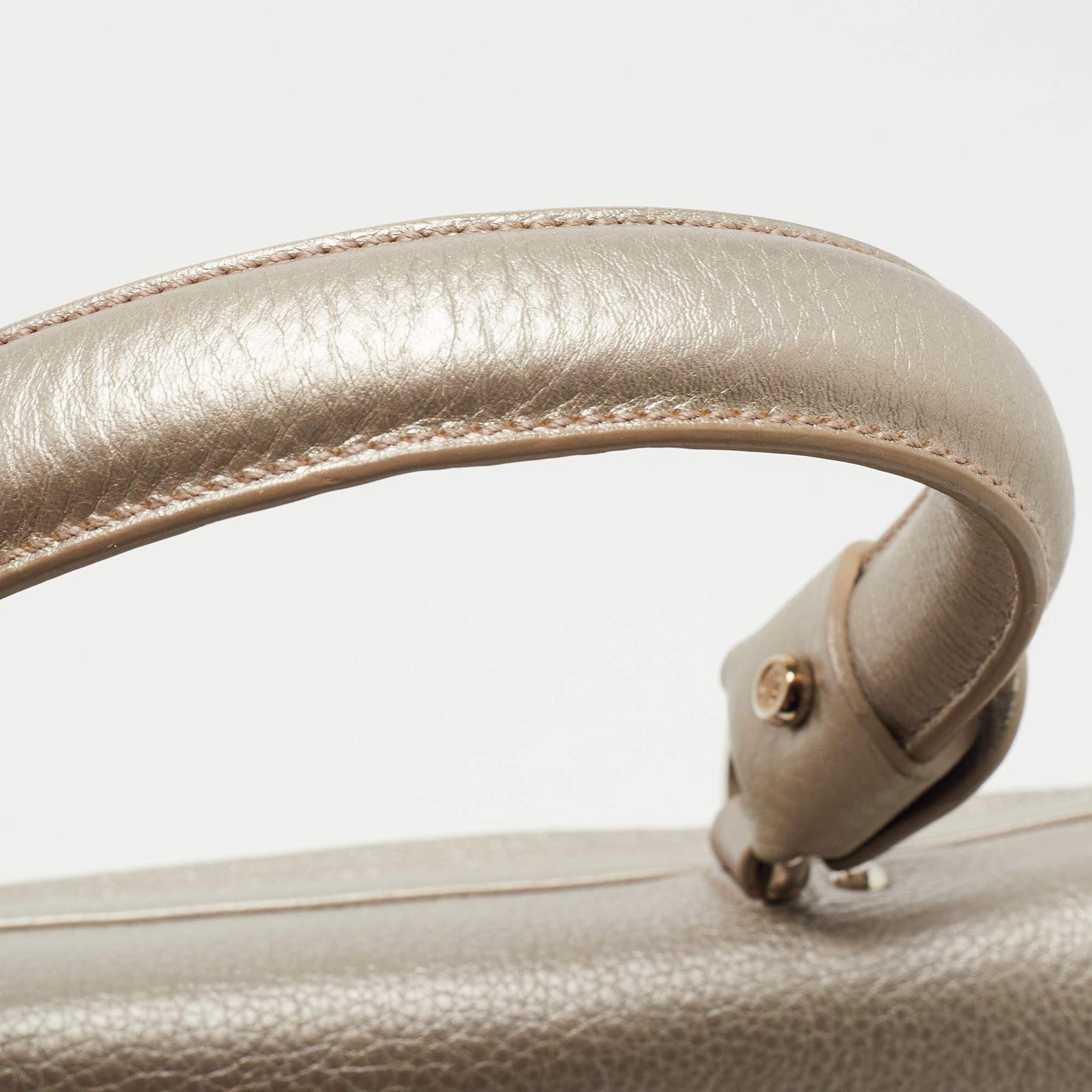 Salvatore Ferragamo Metallic Silver Leather Large Sofia Top Handle Bag 7