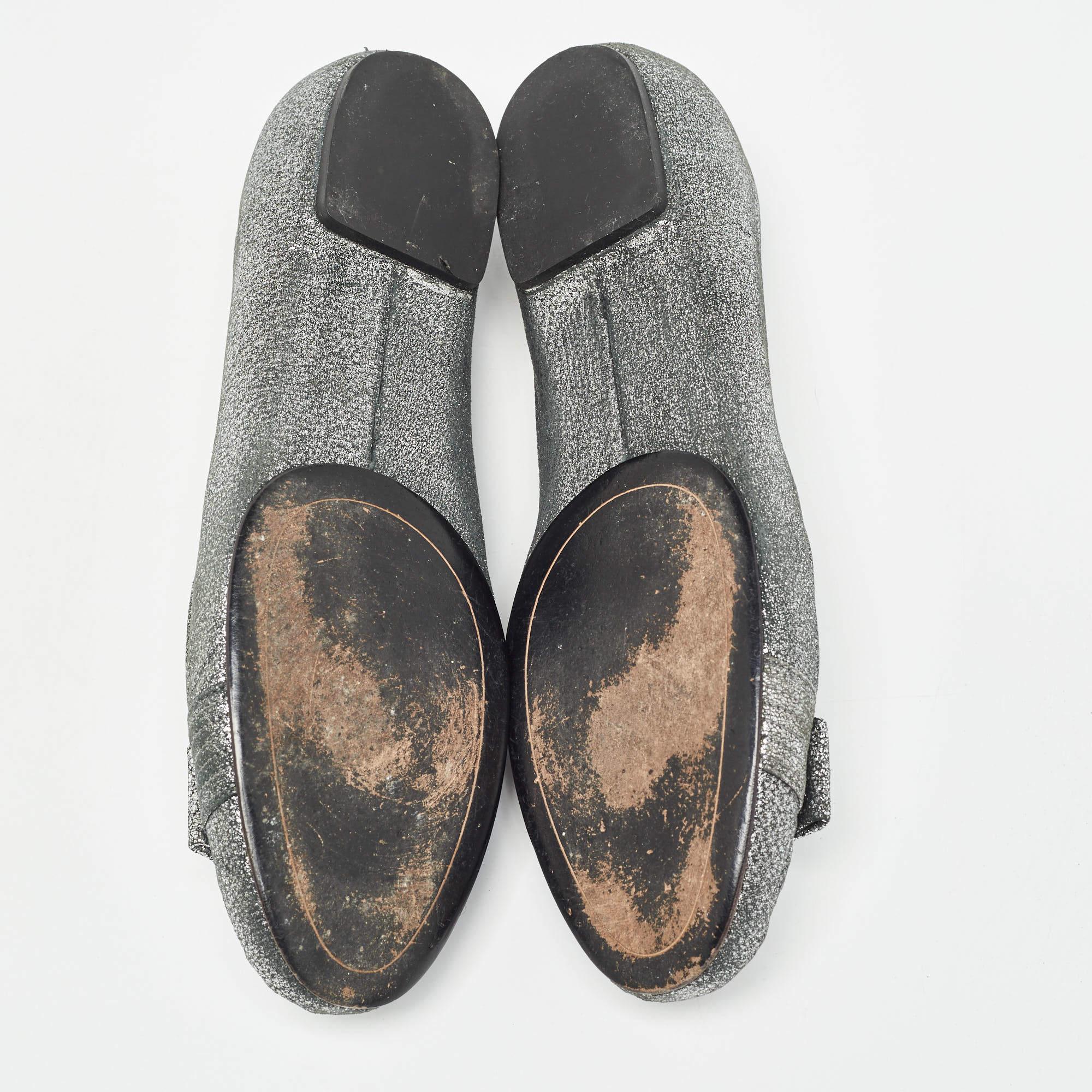 Salvatore Ferragamo - Chaussures de ballet Regale en daim métallisé, taille 41,5 en vente 1