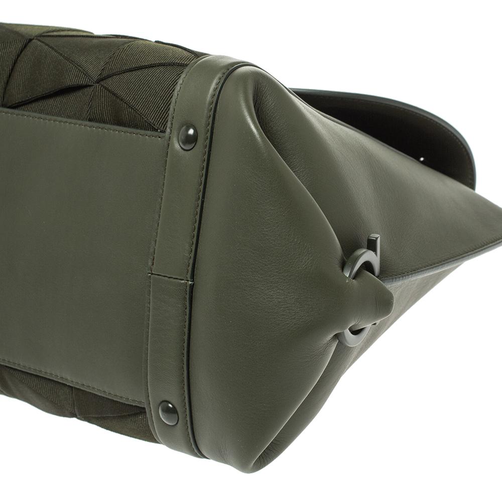 Salvatore Ferragamo Military Green Fabric and Leather Sofia Top Handle Bag 2