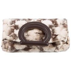 Salvatore Ferragamo Mink Fur Gancini Logo 2 in 1 Clutch Top Handle  Flap Bag