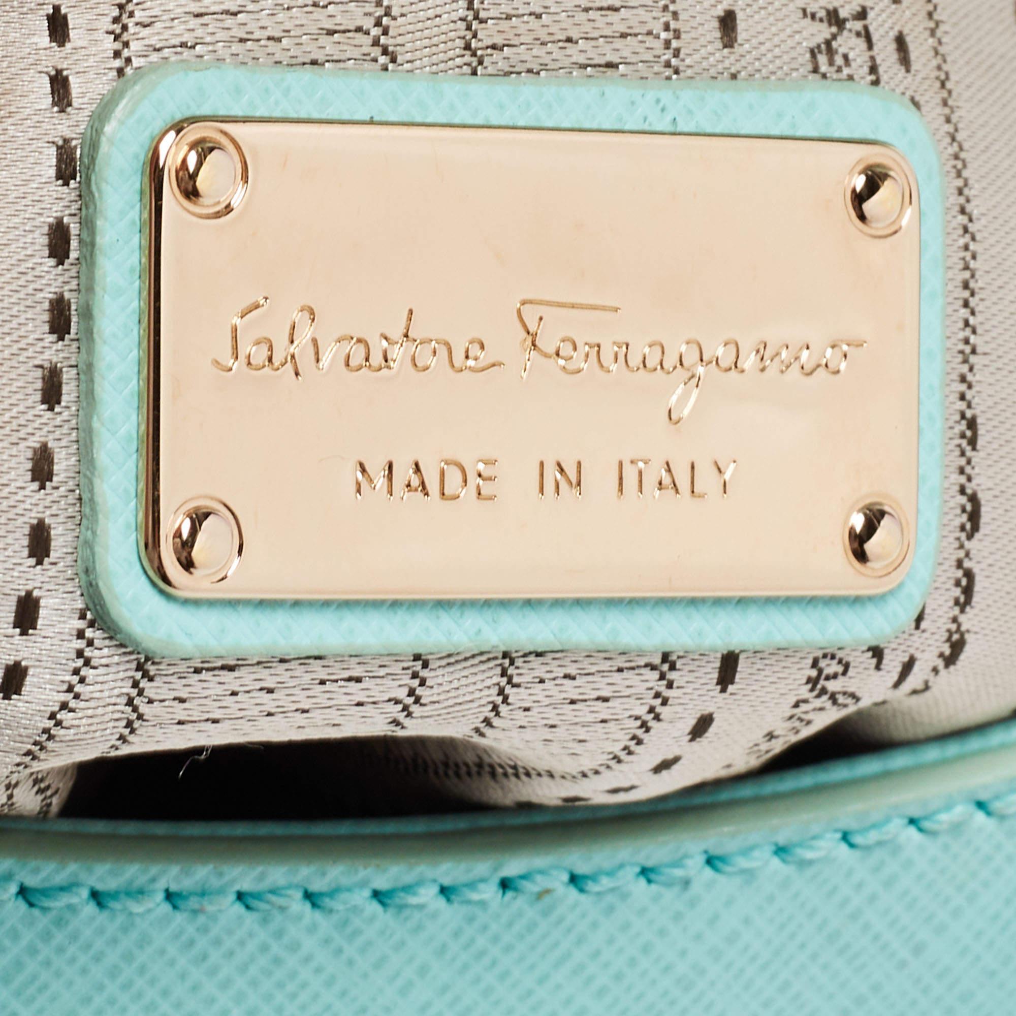 Salvatore Ferragamo Mint Green Leather Gancini Chain Bag 8