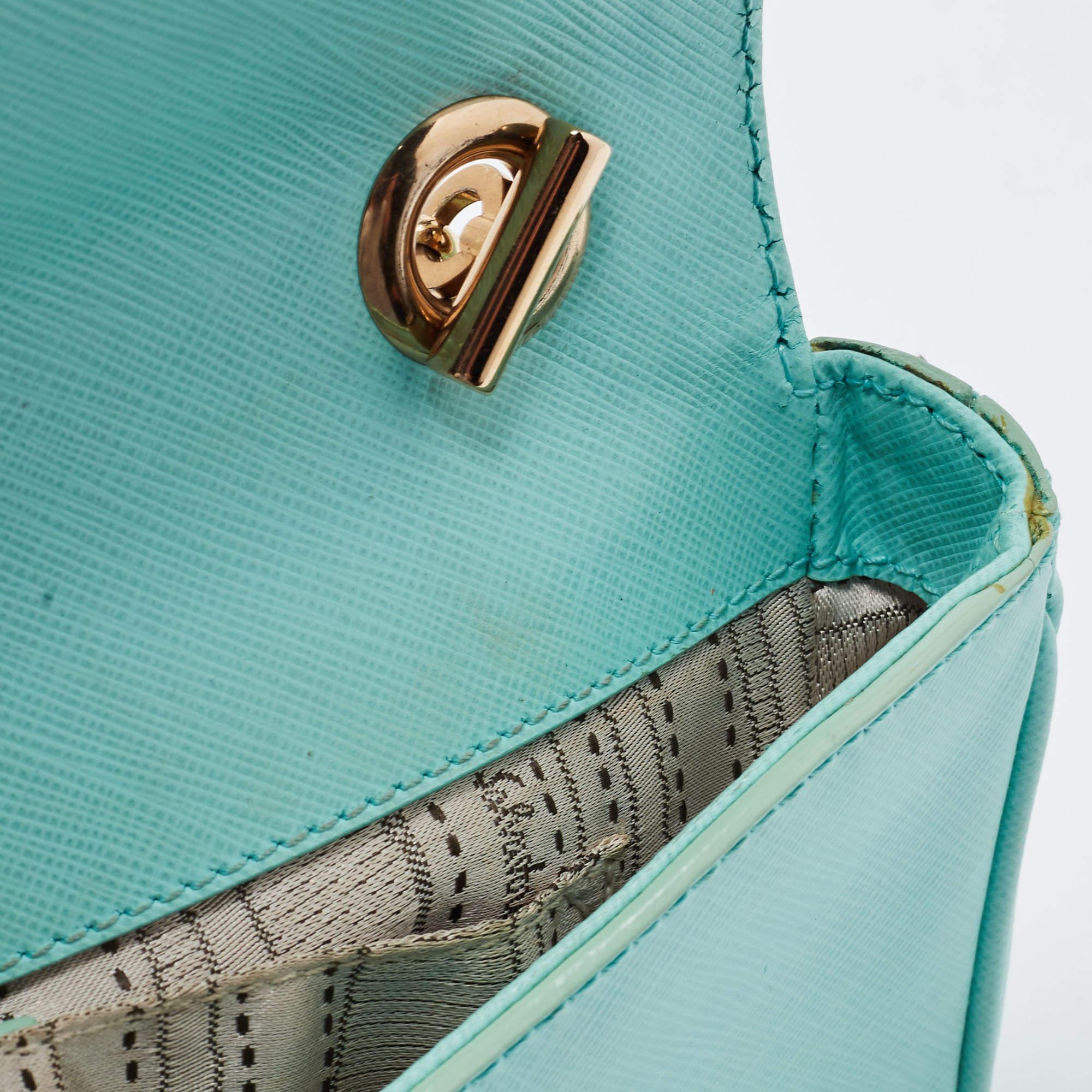 Salvatore Ferragamo Mint Green Leather Gancini Chain Bag 4