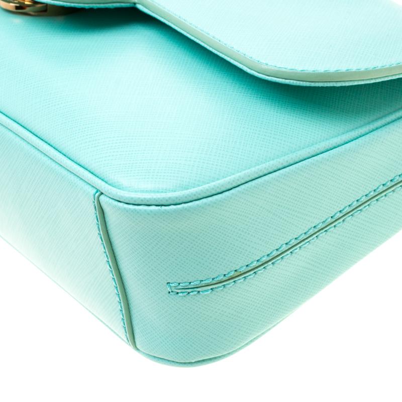 Women's Salvatore Ferragamo Mint Green Leather Gancini Flap Bag