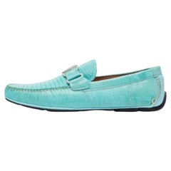 Salvatore Ferragamo Mintgrün Eidechse Sardegna Loafers Größe 44