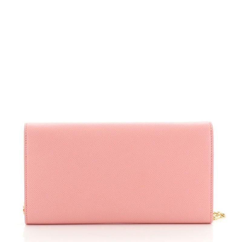 Pink Salvatore Ferragamo Miss Vara Chain Wallet Saffiano Leather