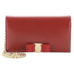 Salvatore Ferragamo Miss Vara Chain Wallet Saffiano Leather