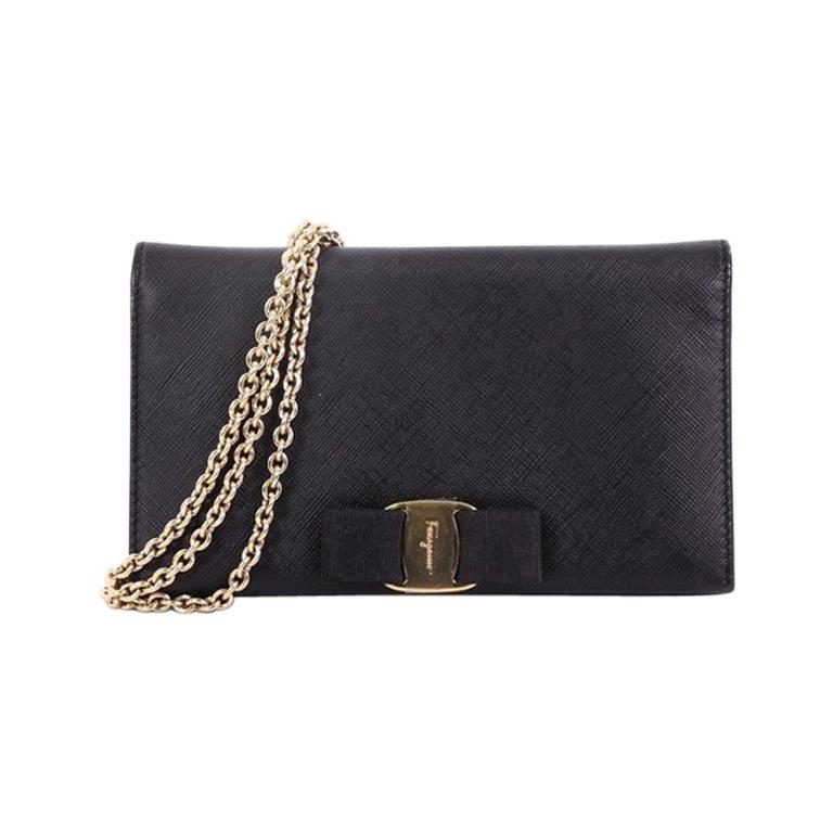 Salvatore Ferragamo Miss Vara Chain Wallet Saffiano Leather