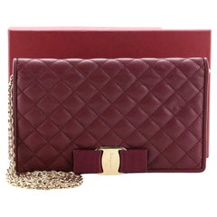 Salvatore Ferragamo Miss Vara Wallet on Chain Quilted Leather Red