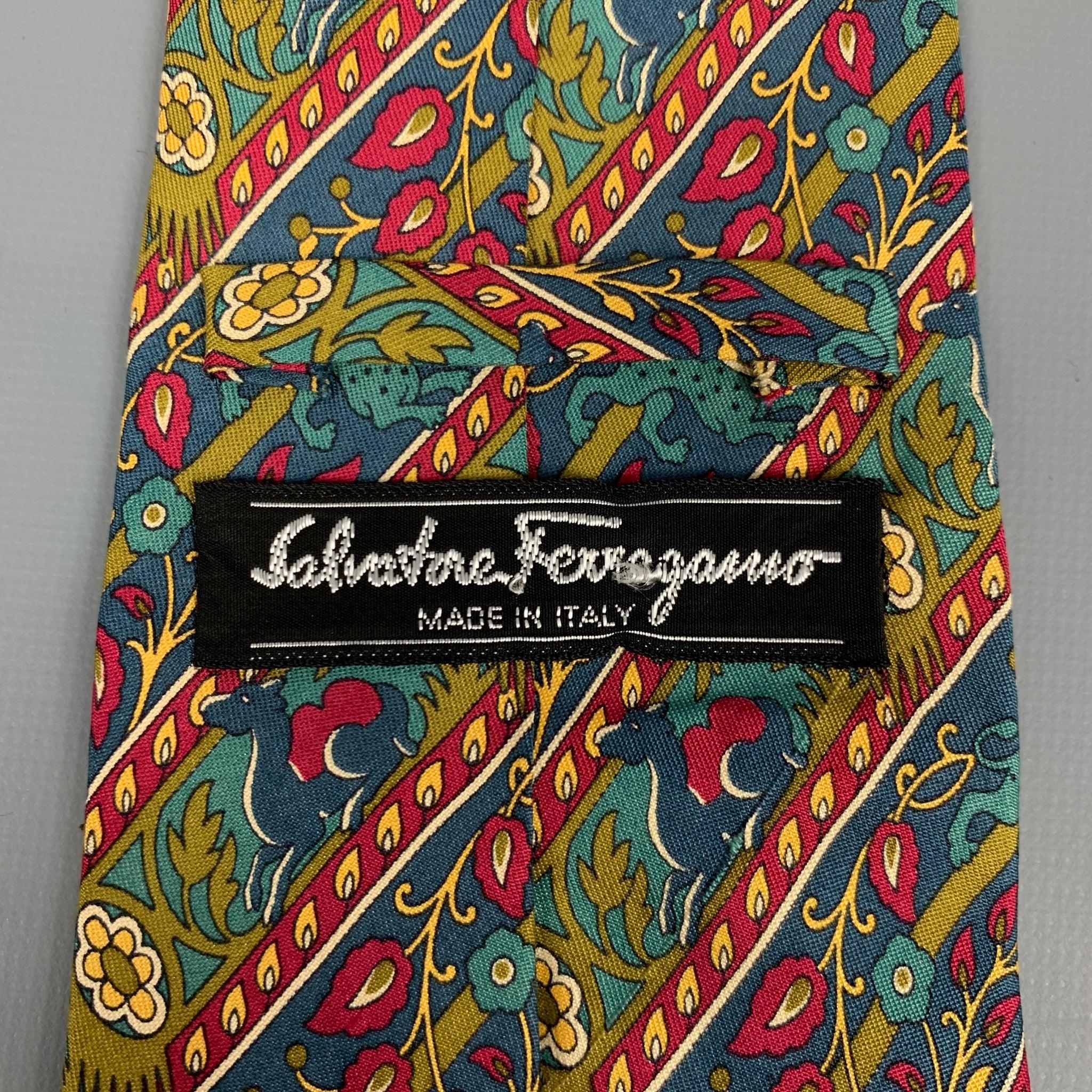 Men's SALVATORE FERRAGAMO Multi-Color Tapestry Silk Tie