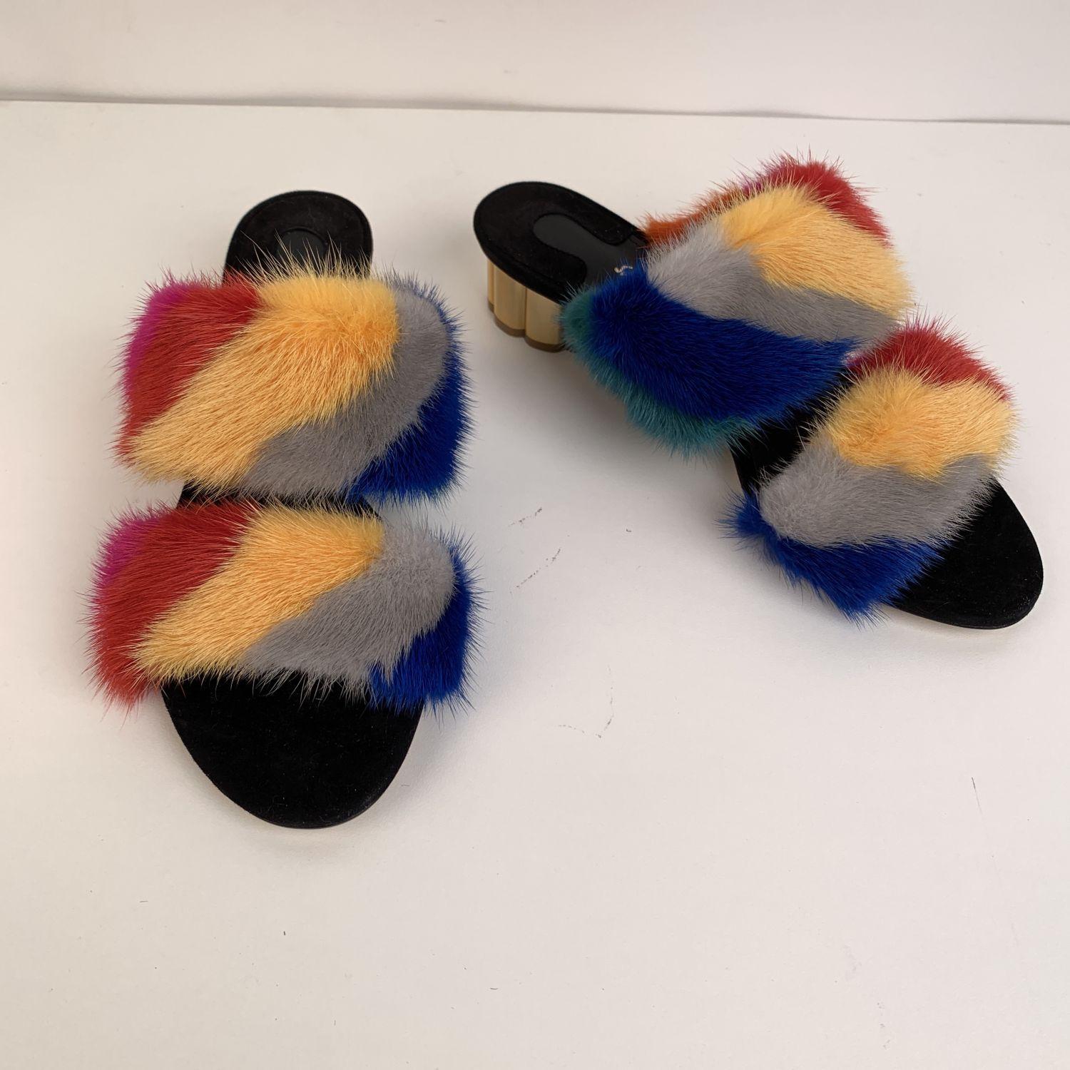 ferragamo fur slides