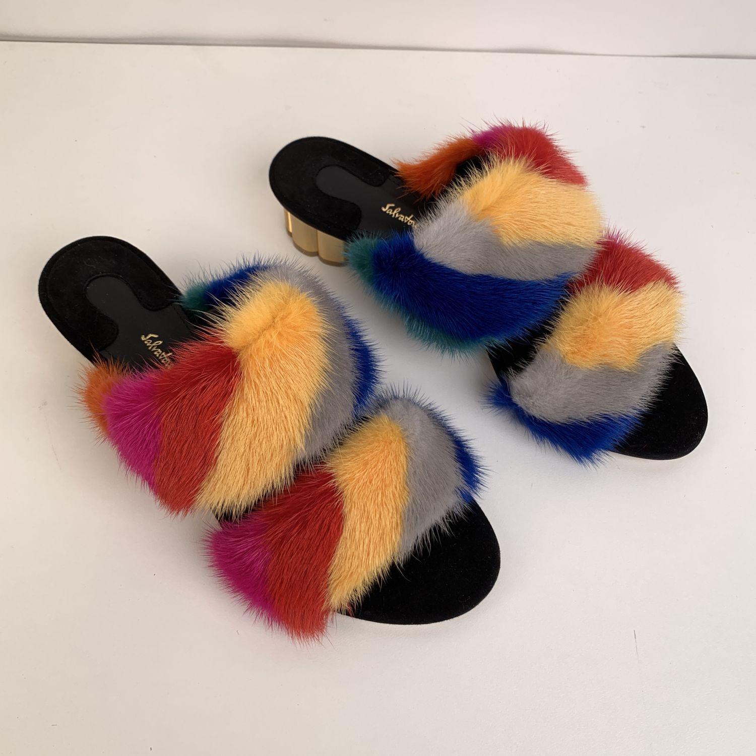 ferragamo fur slides