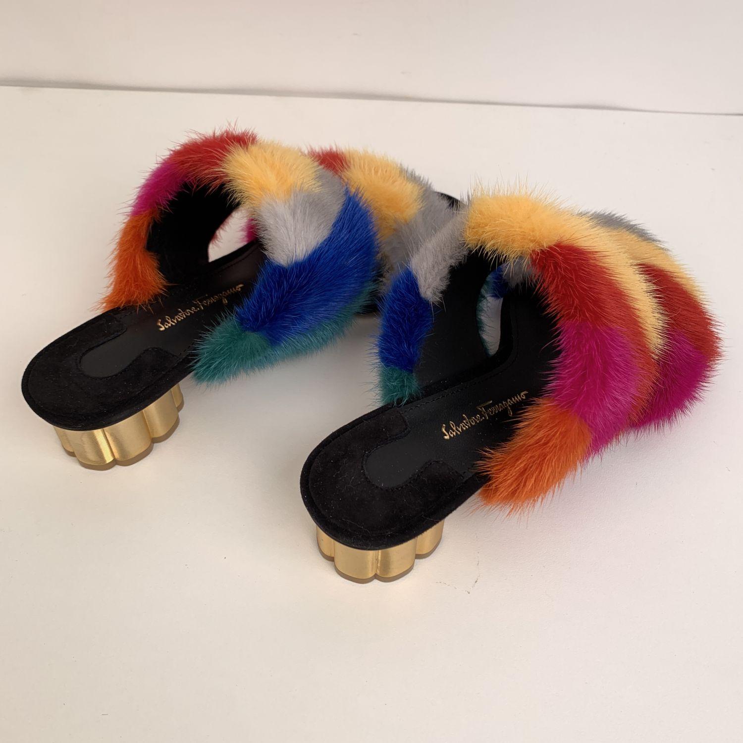 ferragamo fur slides