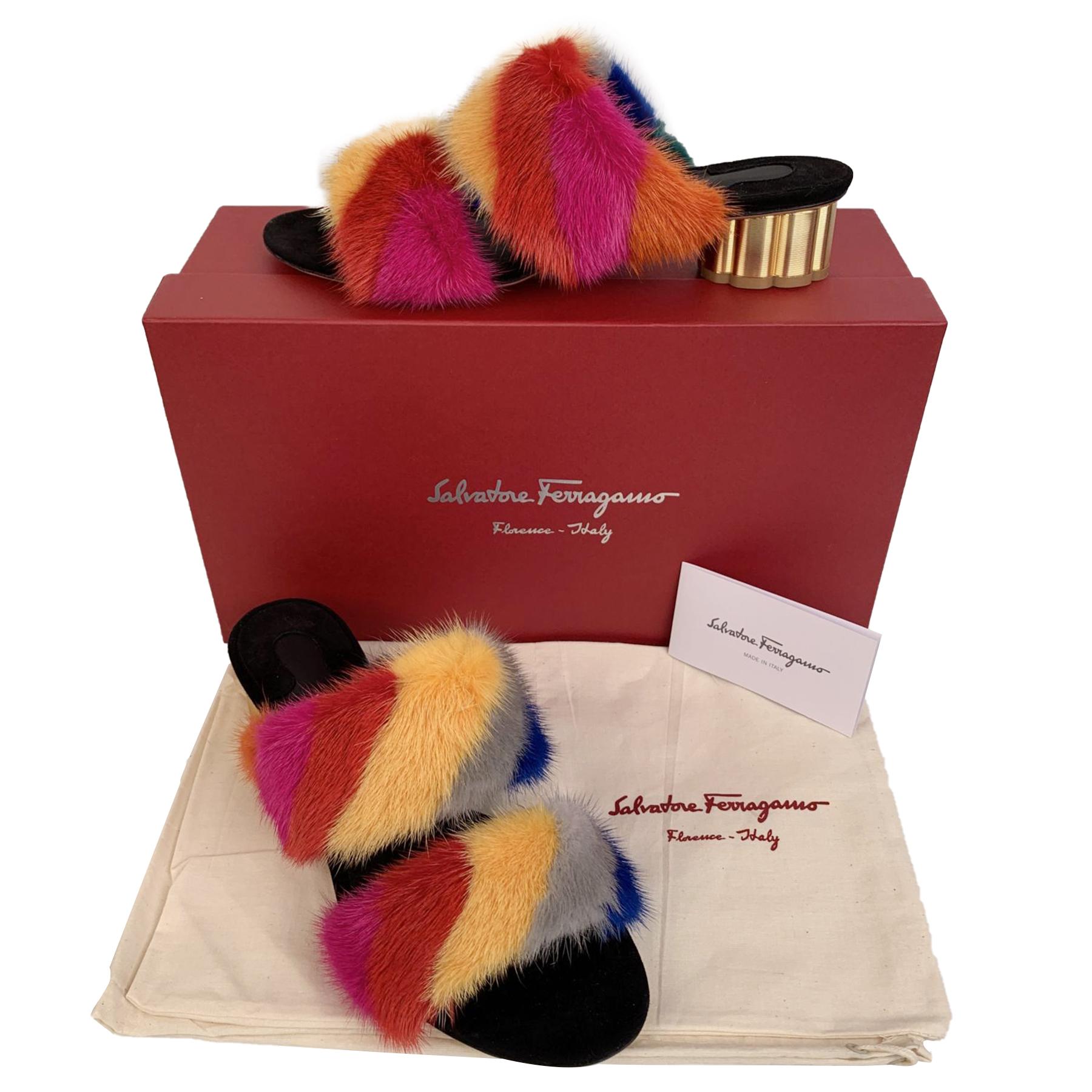 ferragamo fur slides