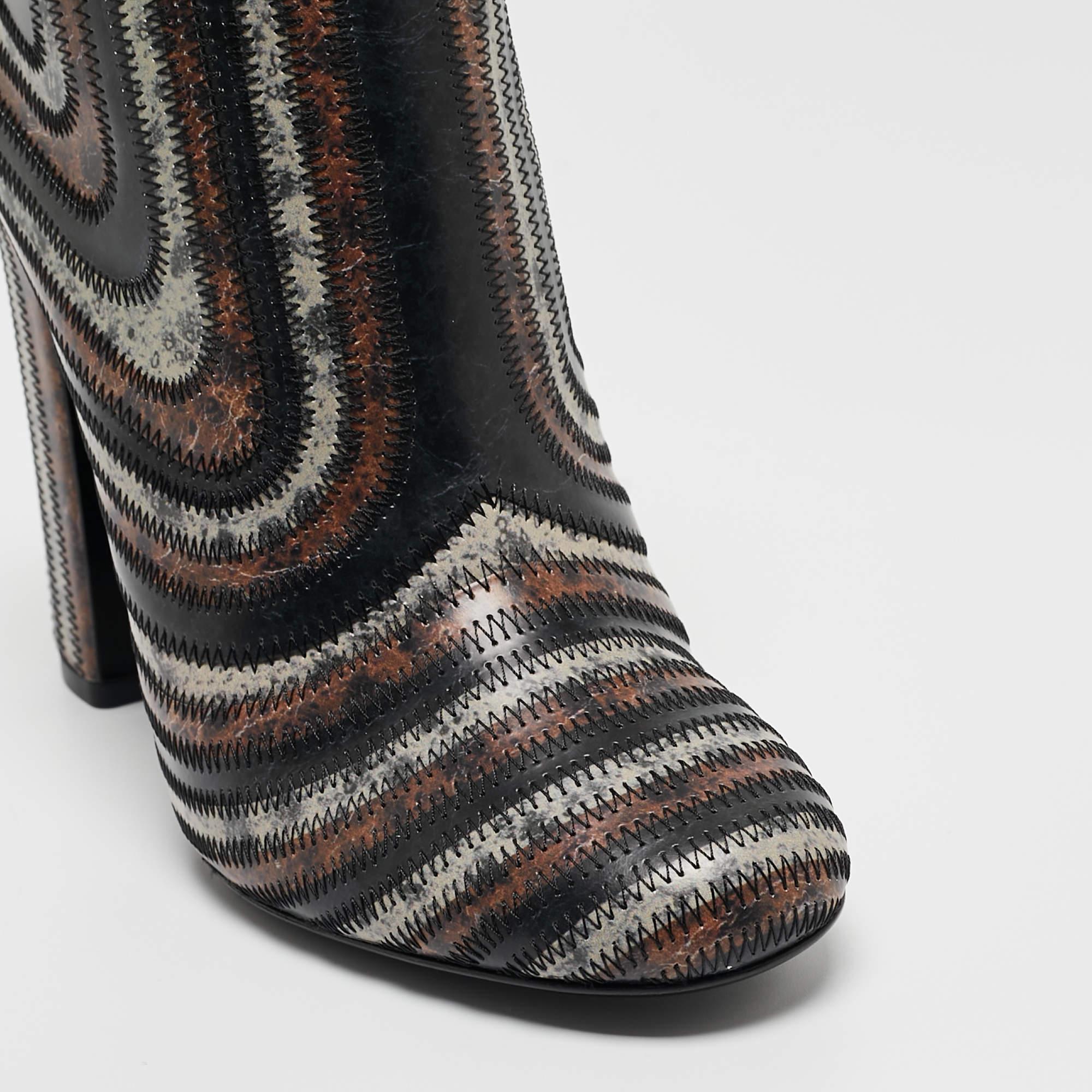 Salvatore Ferragamo Multicolor Leather Ankle Boots Size 37.5 For Sale 1