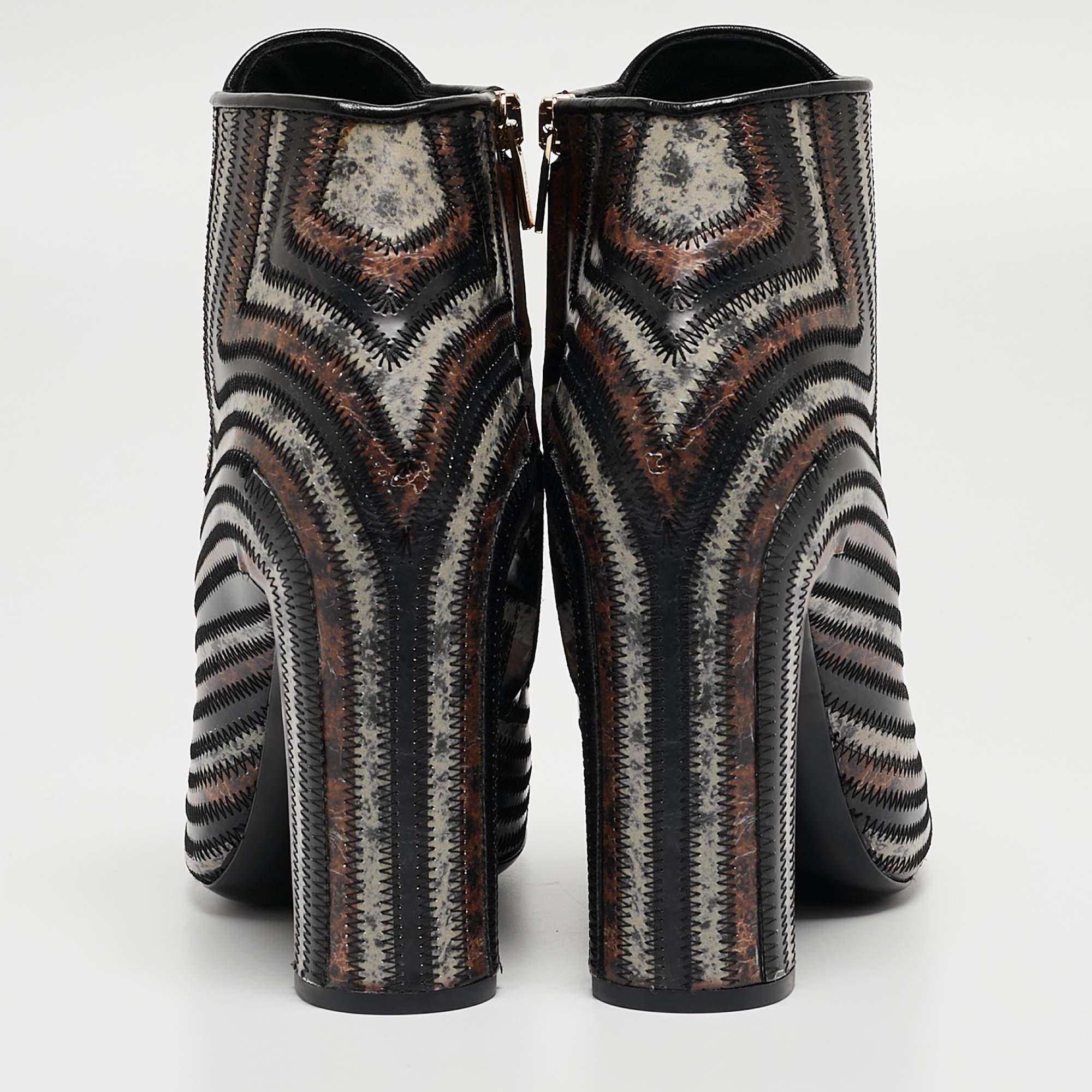 Salvatore Ferragamo Multicolor Leather Ankle Boots Size 37.5 For Sale 2