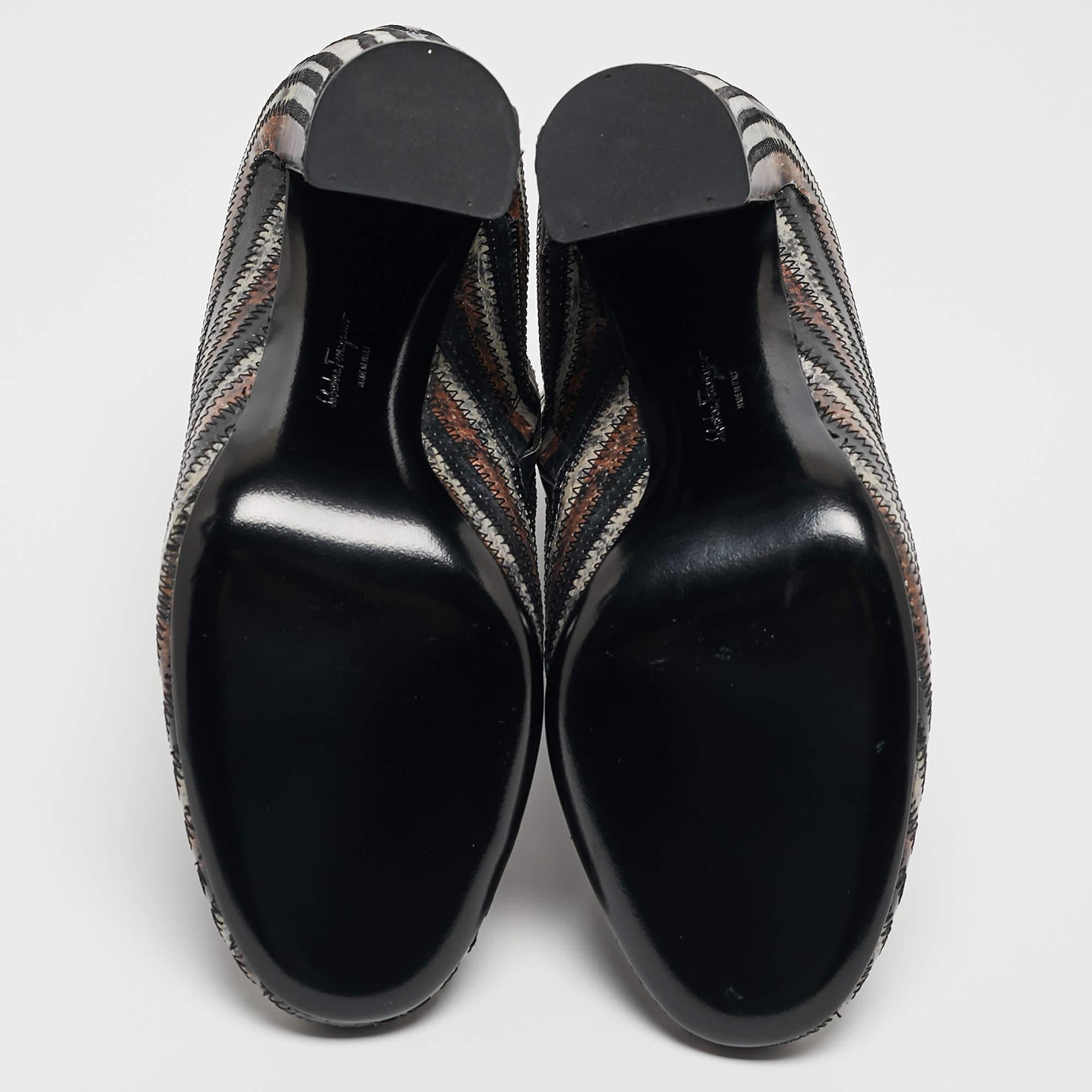 Salvatore Ferragamo Multicolor Leather Ankle Boots Size 37.5 For Sale 3