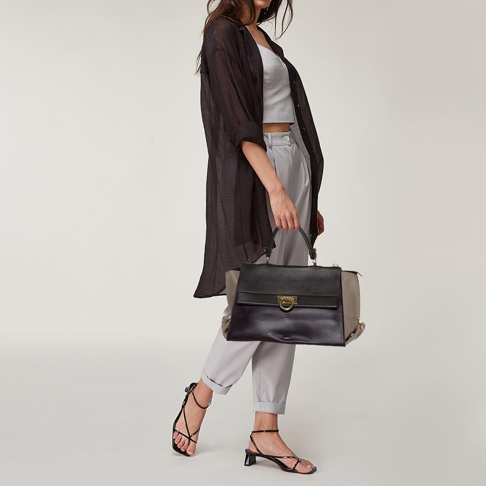 Salvatore Ferragamo Mehrfarbige große Sofia Top Handle Bag aus Leder (Schwarz)