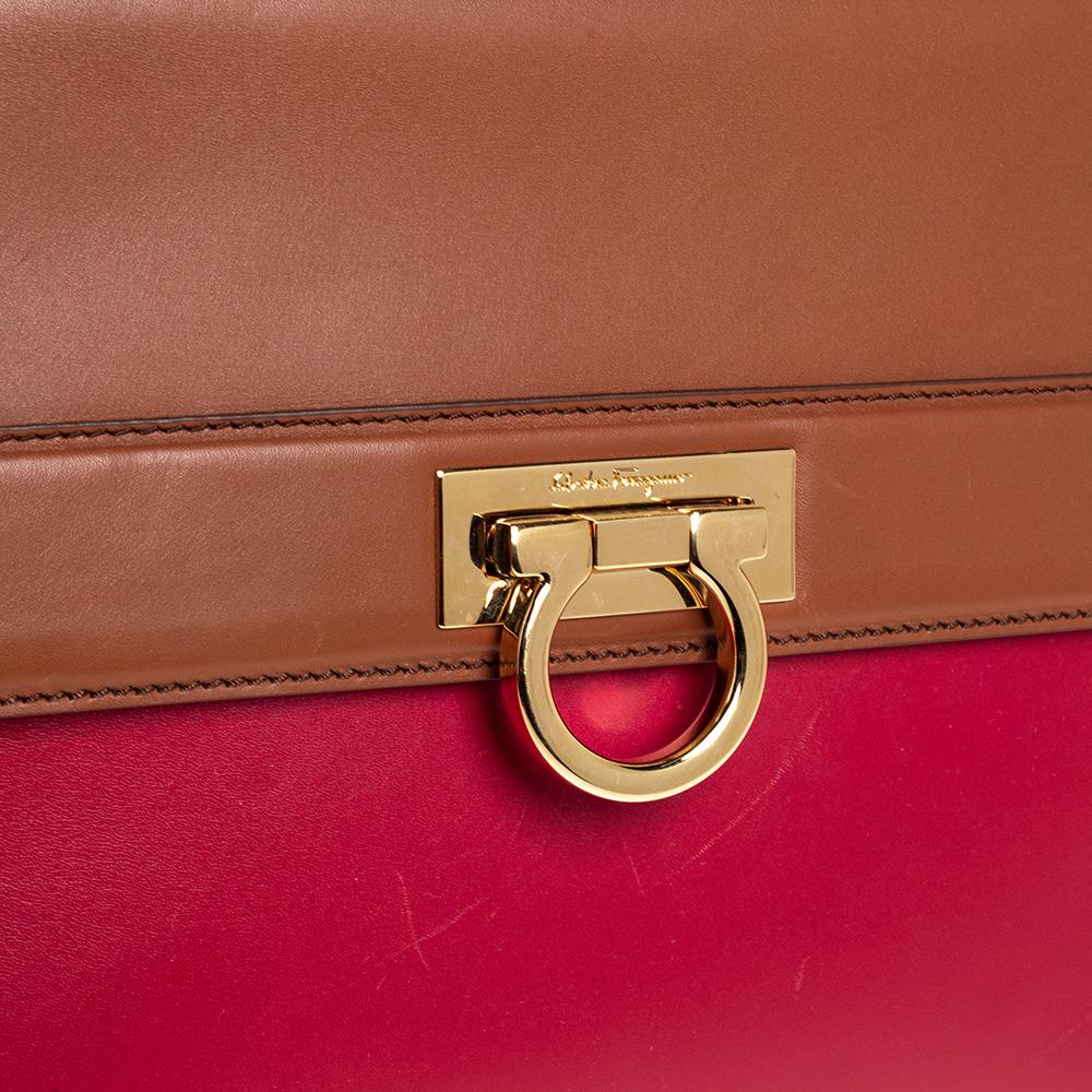 Pink Salvatore Ferragamo Multicolor Leather Medium Sofia Top Handle Bag