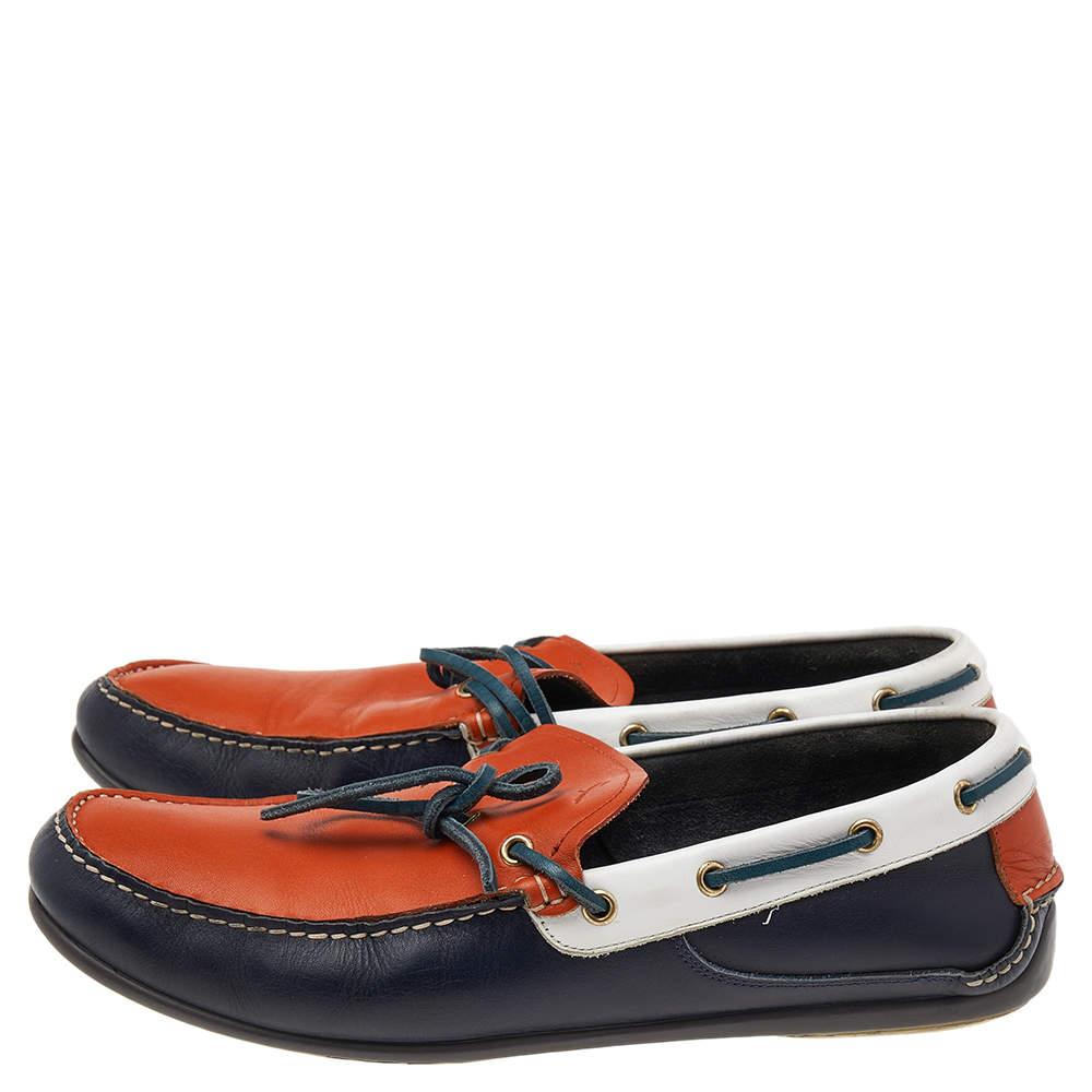Salvatore Ferragamo Multicolor Leather Slip On Loafers Size 43 In Good Condition For Sale In Dubai, Al Qouz 2