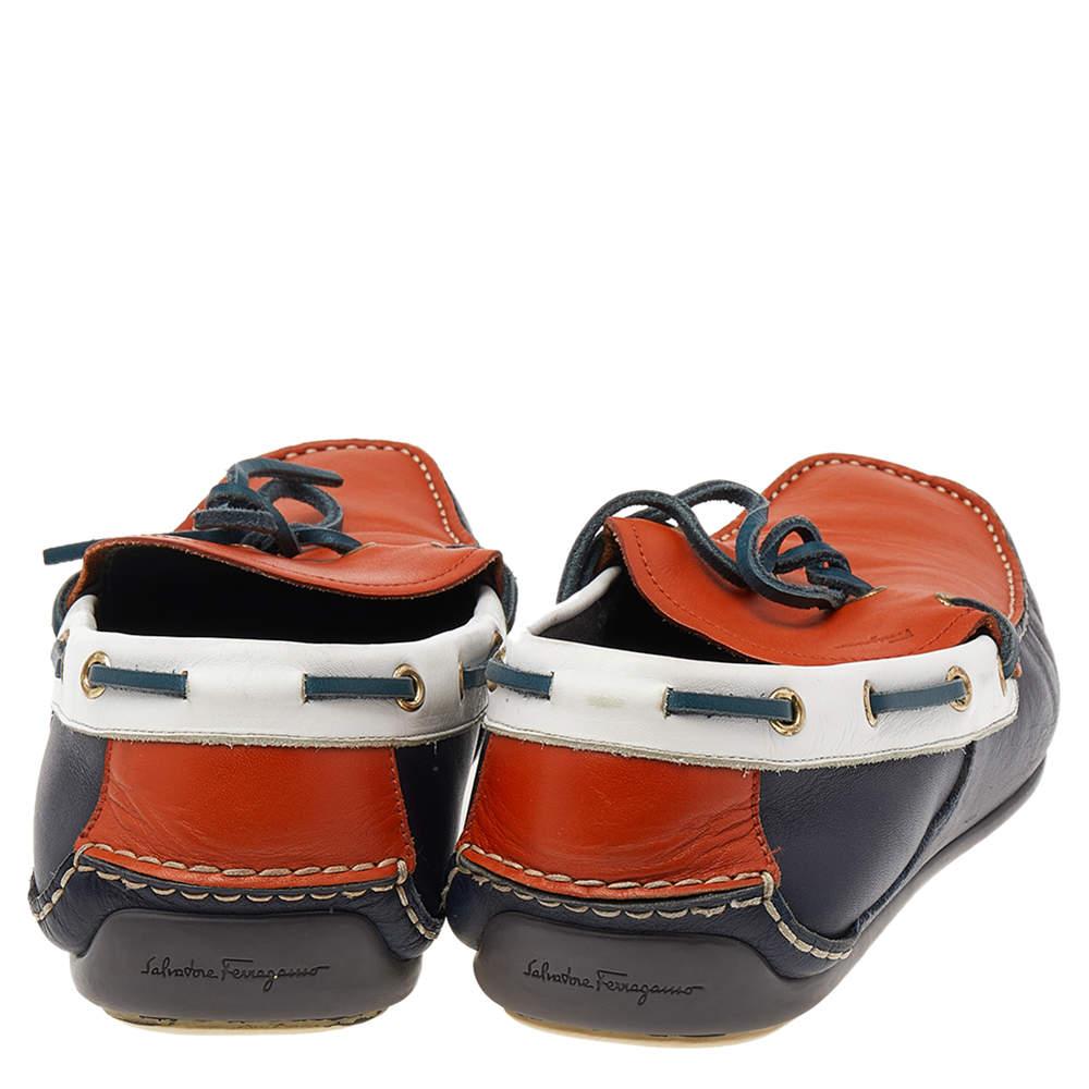 Men's Salvatore Ferragamo Multicolor Leather Slip On Loafers Size 43 For Sale