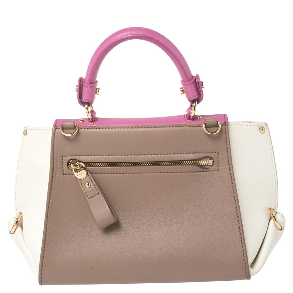 Salvatore Ferragamo Multicolor Leather Sofia Top Handle Bag In Good Condition In Dubai, Al Qouz 2