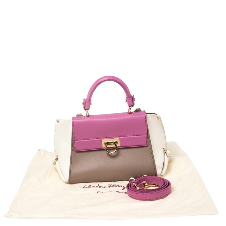 Salvatore Ferragamo Multicolor Leather Sofia Top Handle Bag at 1stDibs