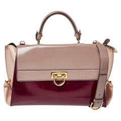 Salvatore Ferragamo Multicolor Patent Leather Large Sofia Top Handle Bag