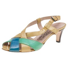 Salvatore Ferragamo - Sandales en cuir verni multicolore, taille 37