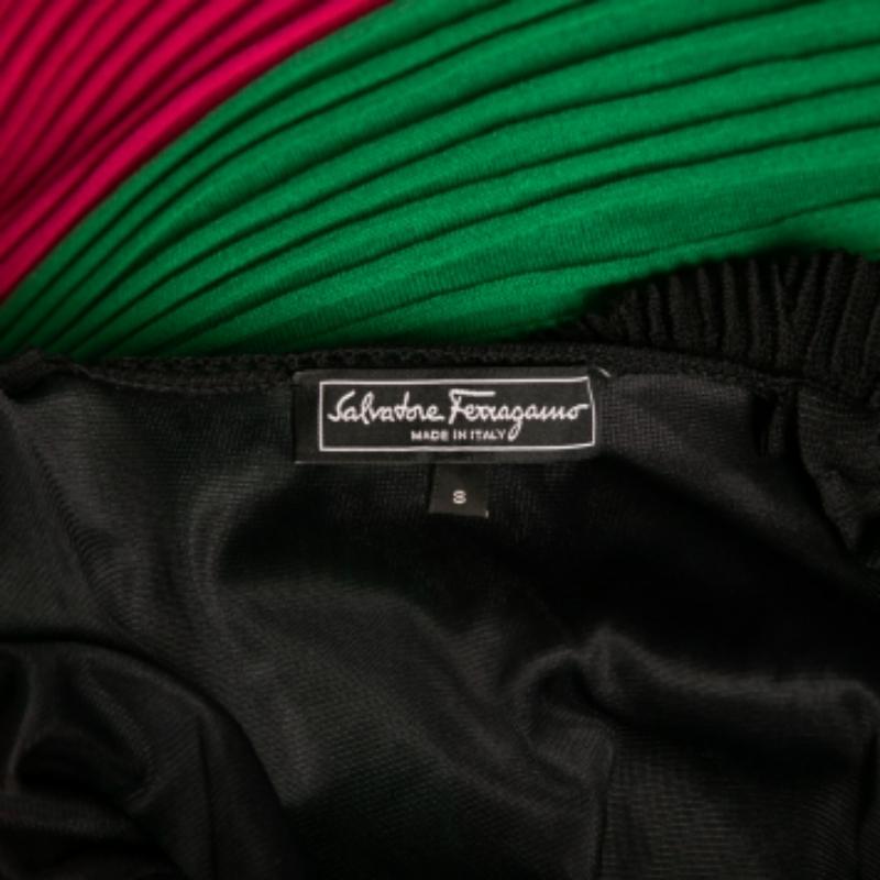 De las mujeres Salvatore Ferragamo Maxivestido de punto plisado multicolor S en venta