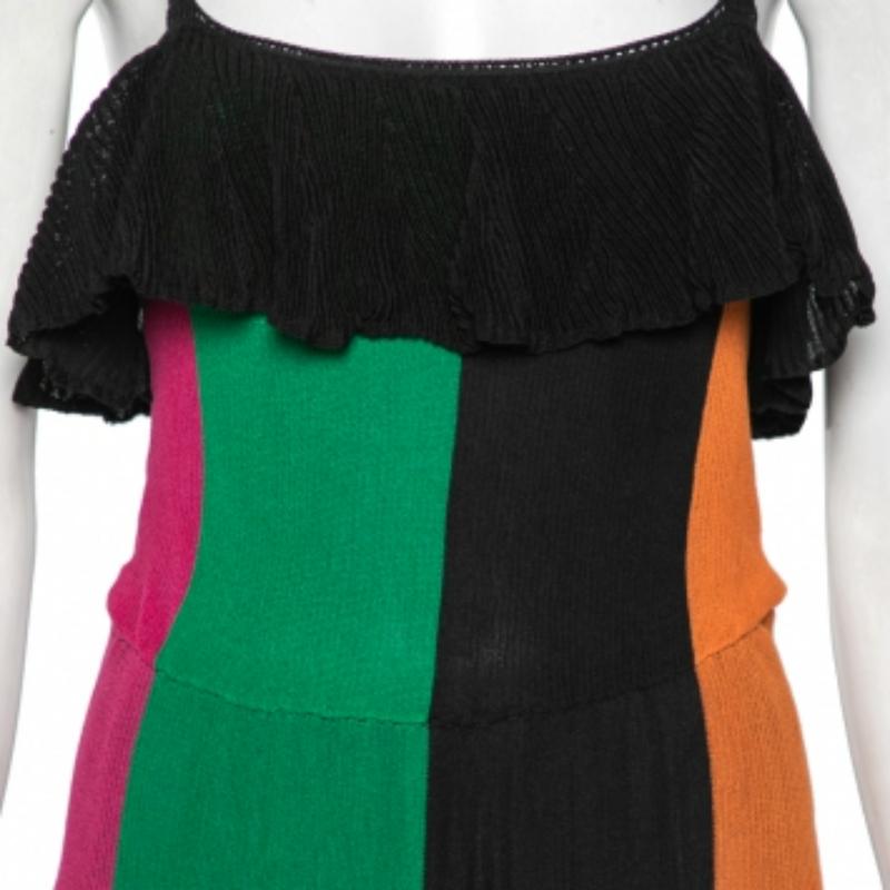 Salvatore Ferragamo Maxivestido de punto plisado multicolor S en venta 1