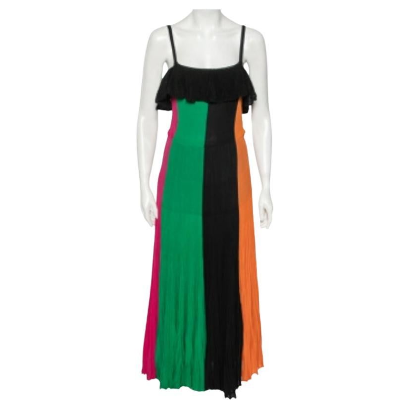 Salvatore Ferragamo Maxivestido de punto plisado multicolor S en venta