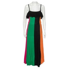Salvatore Ferragamo Maxivestido de punto plisado multicolor S
