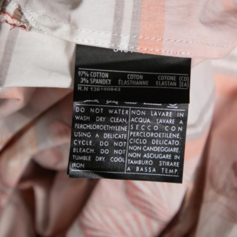 Salvatore Ferragamo Vestido camisero de manga larga con cinturón de algodón estampado multicolor M en venta 2