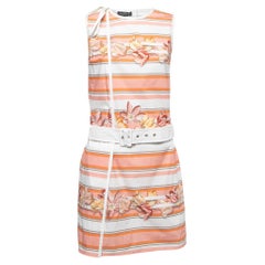 Salvatore Ferragamo Multicolor Printed Cotton Belted Shirt Dress