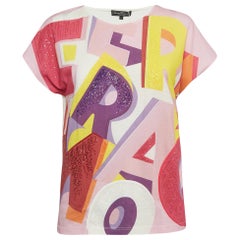 Salvatore Ferragamo Camiseta de algodón estampada multicolor con detalle de lentejuelas S