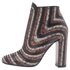 Used Salvatore Ferragamo Multicolor Printed Leather Feeling Ankle Boots Size 39.5